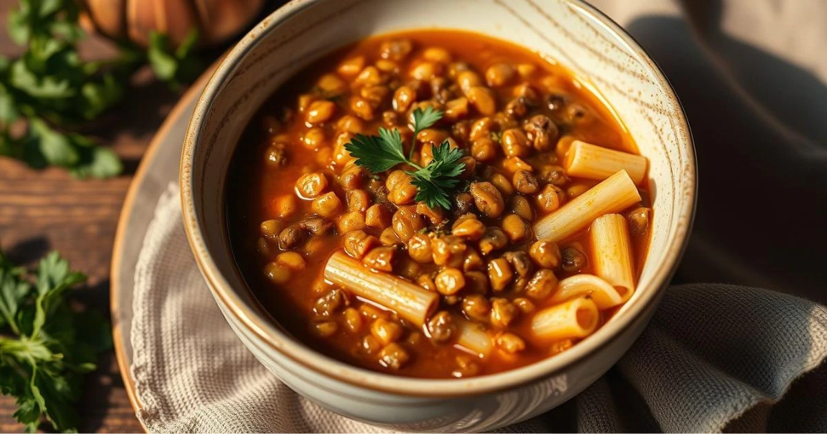 lentil soup with pasta